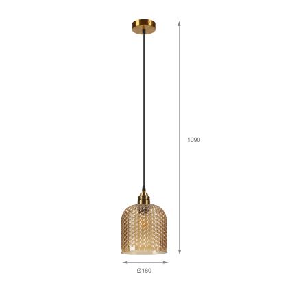 Подвесная люстра на тросе ROCCO 1xE27/15W/230V золотая/дымчато-бежевая