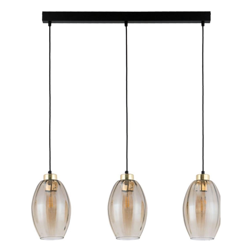 Подвесная люстра на тросе SEBO 3xE27/15W/230V черный/дымчато-бежевый