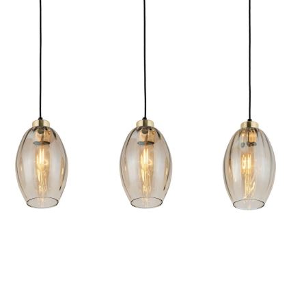 Подвесная люстра на тросе SEBO 3xE27/15W/230V черный/дымчато-бежевый