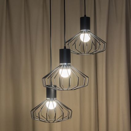 Подвесная люстра на тросе SOLANO 3xE27/15W/230V черный/глянцевый хром