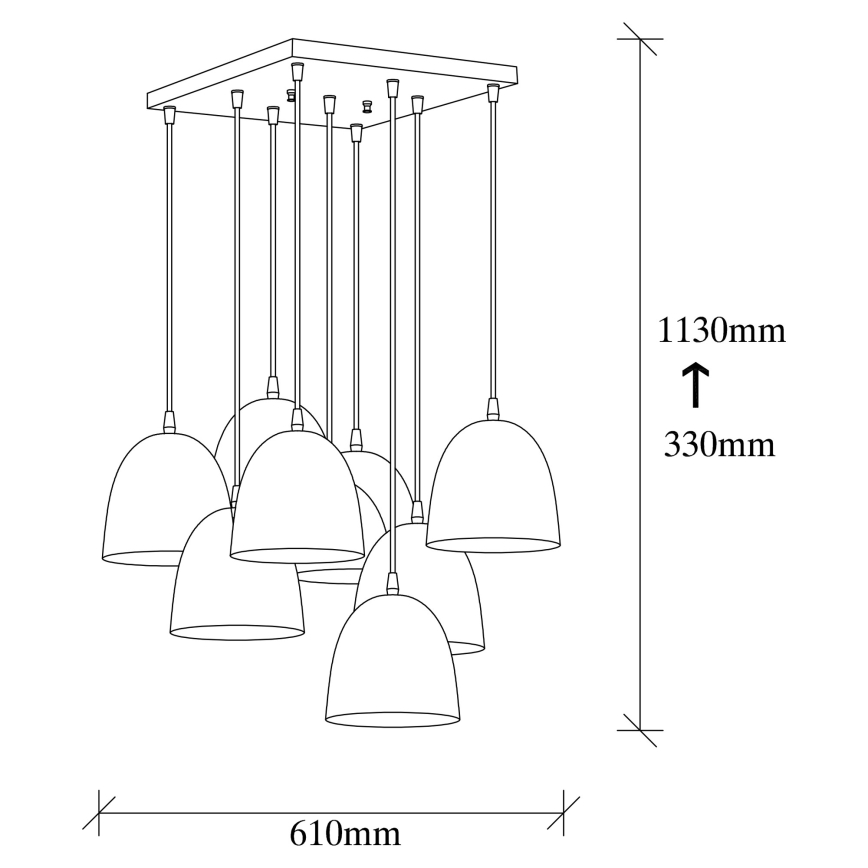 Подвесная люстра на тросе TATTOO 9xE27/40W/230V чёрная