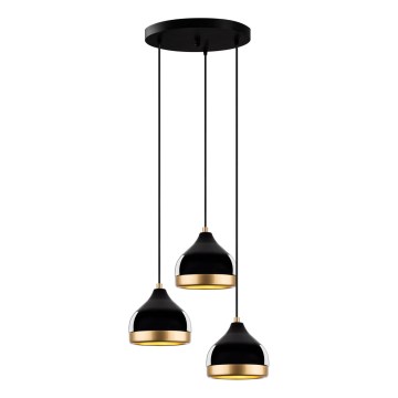 Подвесная люстра на тросе YILDO 3xE27/40W/230V чёрный/золотой