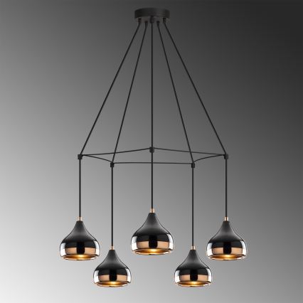 Подвесная люстра на тросе YILDO 5xE27/40W/230V чёрная/медная