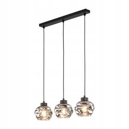 Подвесная люстра на кабеле ZULIA 3xE27/15W/230V черная/дымчатая