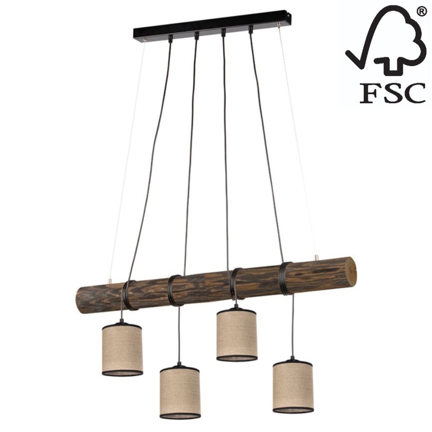 Подвесная люстра NEGRO 4xE27/25W/230V сосна - сертифицировано FSC