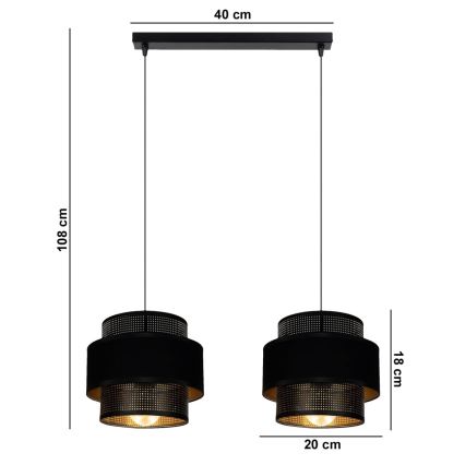 Подвесная люстра NESS 2xE27/60W/230V черная