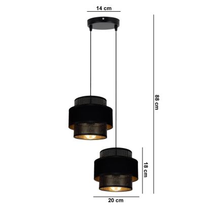 Подвесная люстра NESS 2xE27/60W/230V диаметр 30 cm черная