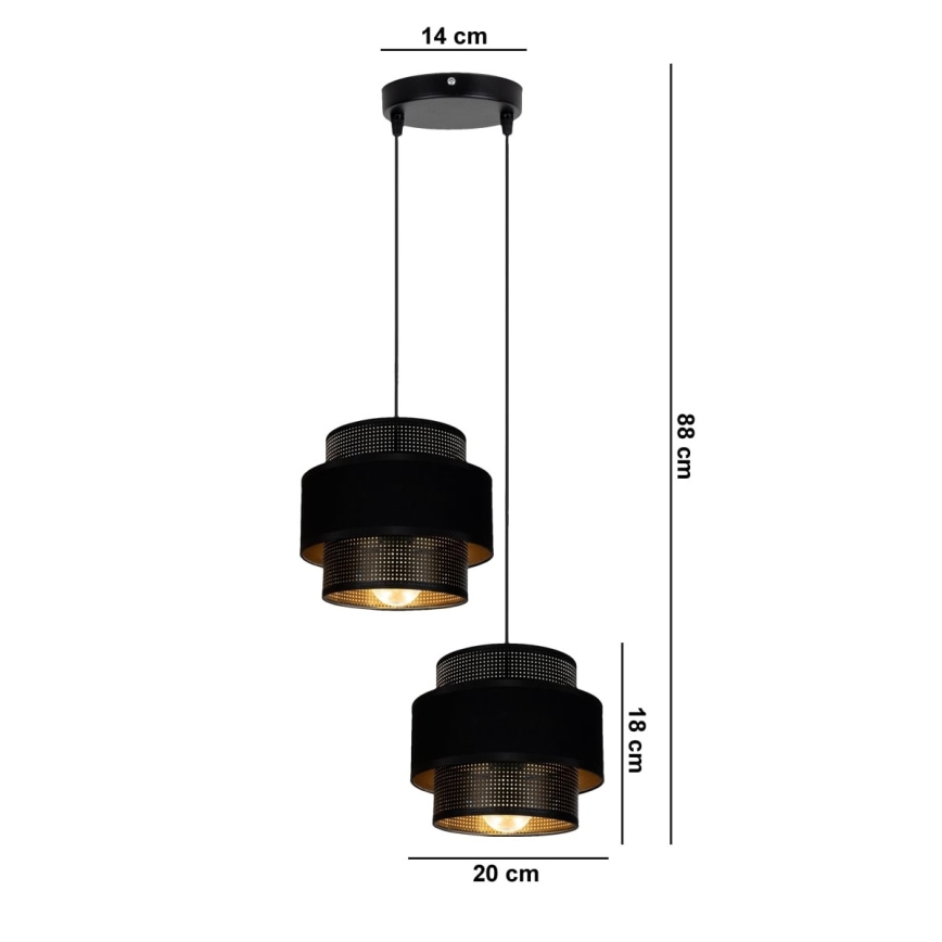 Подвесная люстра NESS 2xE27/60W/230V диаметр 30 cm черная