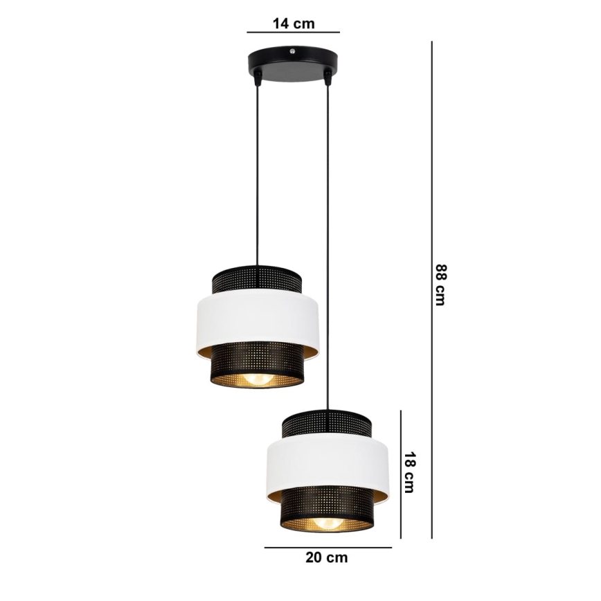 Подвесная люстра NESS 2xE27/60W/230V диаметр 30 cm черная/белая