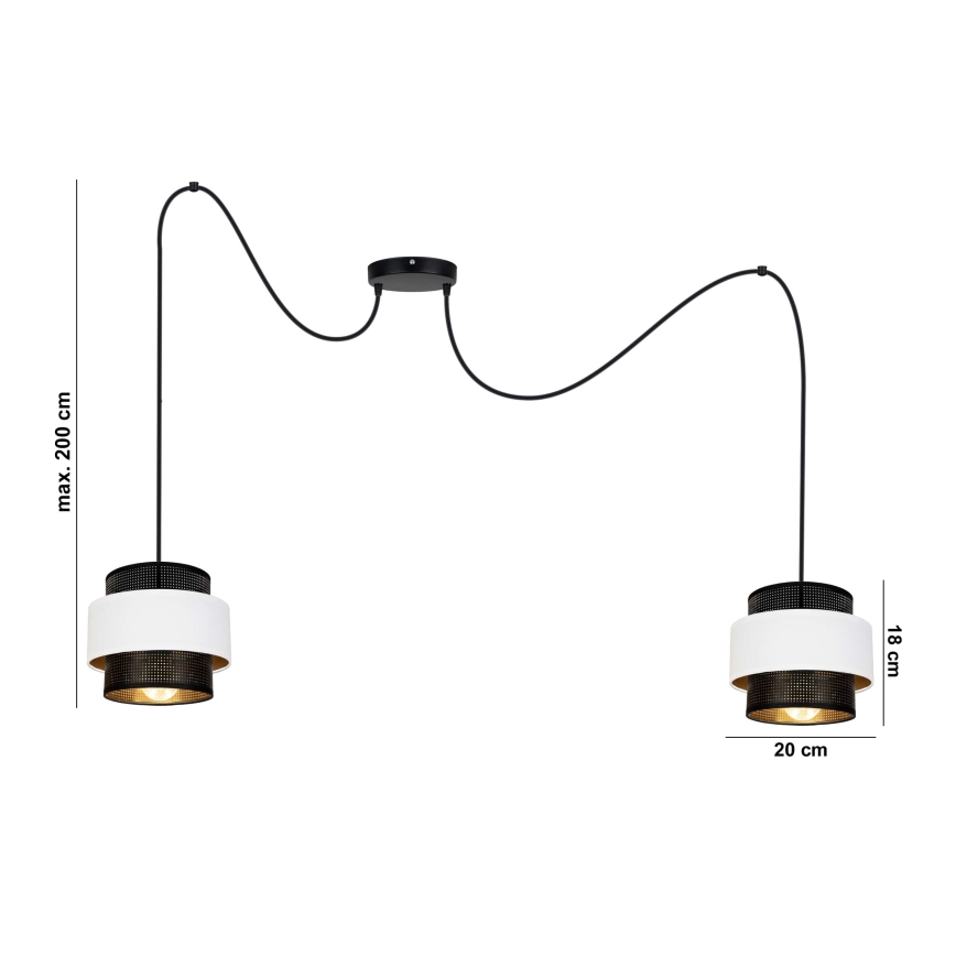 Подвесная люстра NESS 2xE27/60W/230V паук черный/белый