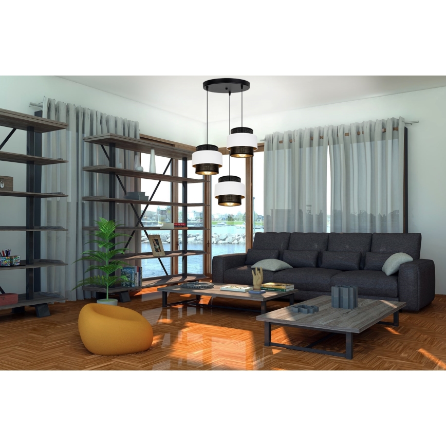 Подвесная люстра NESS 3xE27/60W/230V диаметр 45 cm черная/белая