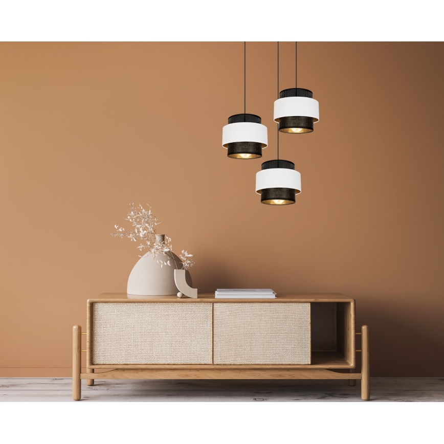 Подвесная люстра NESS 3xE27/60W/230V диаметр 45 cm черная/белая