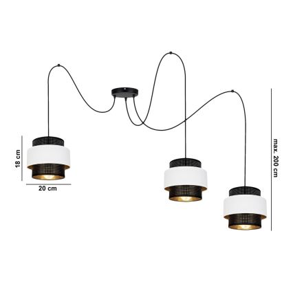 Подвесная люстра NESS 3xE27/60W/230V паук черный/белый