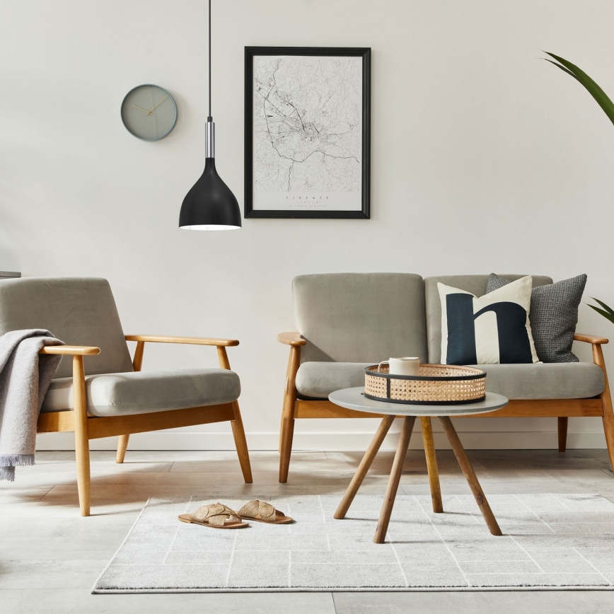 Подвесная люстра NOAK 1xE27/15W/230V черный/блестящий хром