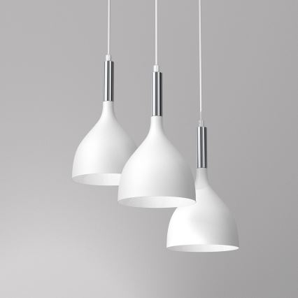 Подвесная люстра NOAK 3xE27/15W/230V белый/блестящий хром