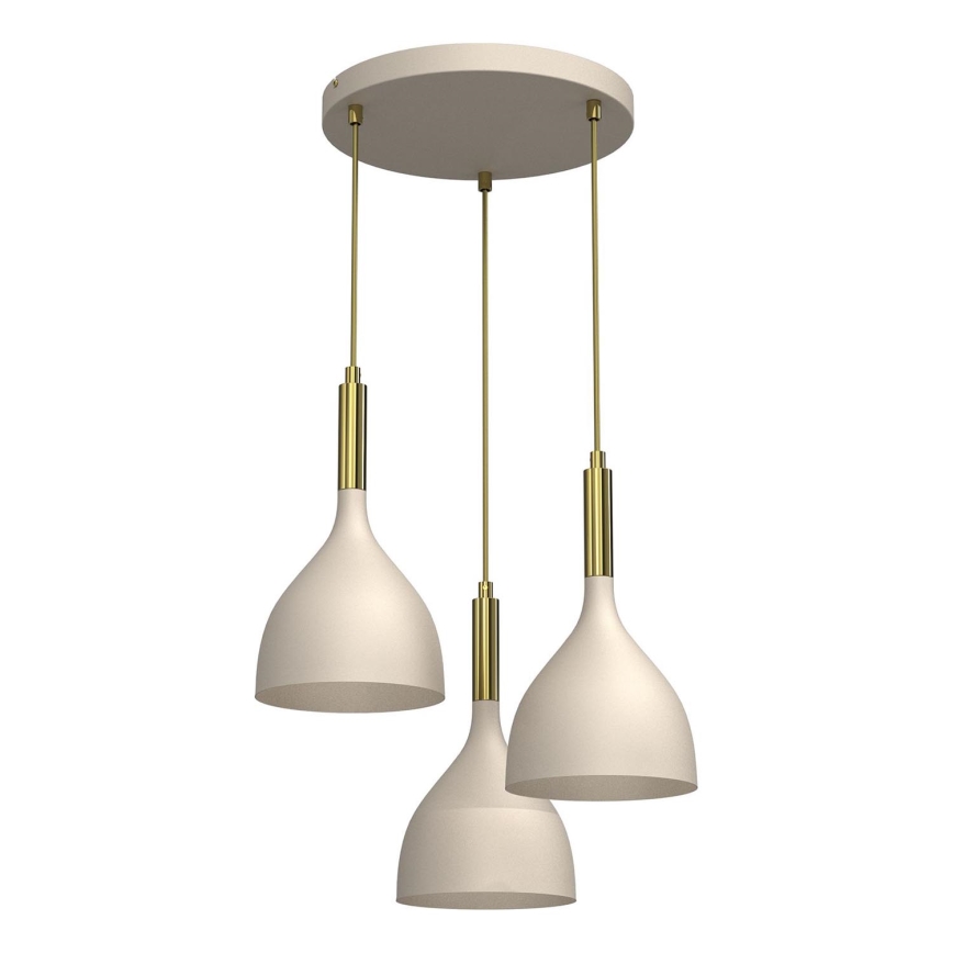 Подвесная люстра NOAK 3xE27/15W/230V бежевый/золотистый