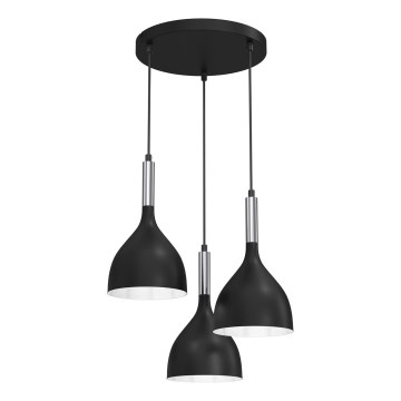 Подвесная люстра NOAK 3xE27/15W/230V черный/блестящий хром