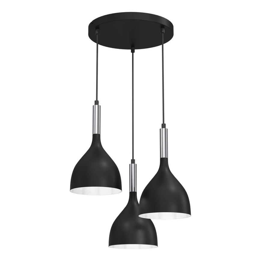 Подвесная люстра NOAK 3xE27/15W/230V черный/блестящий хром