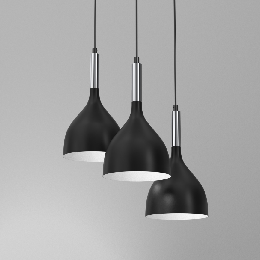 Подвесная люстра NOAK 3xE27/15W/230V черный/блестящий хром