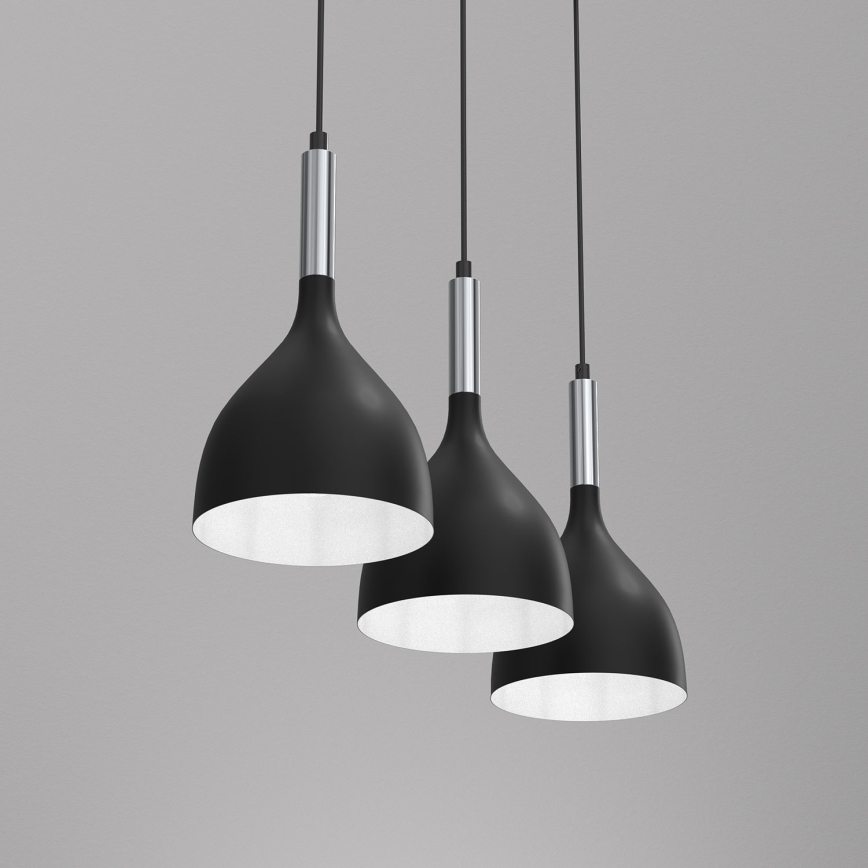 Подвесная люстра NOAK 3xE27/15W/230V черный/блестящий хром