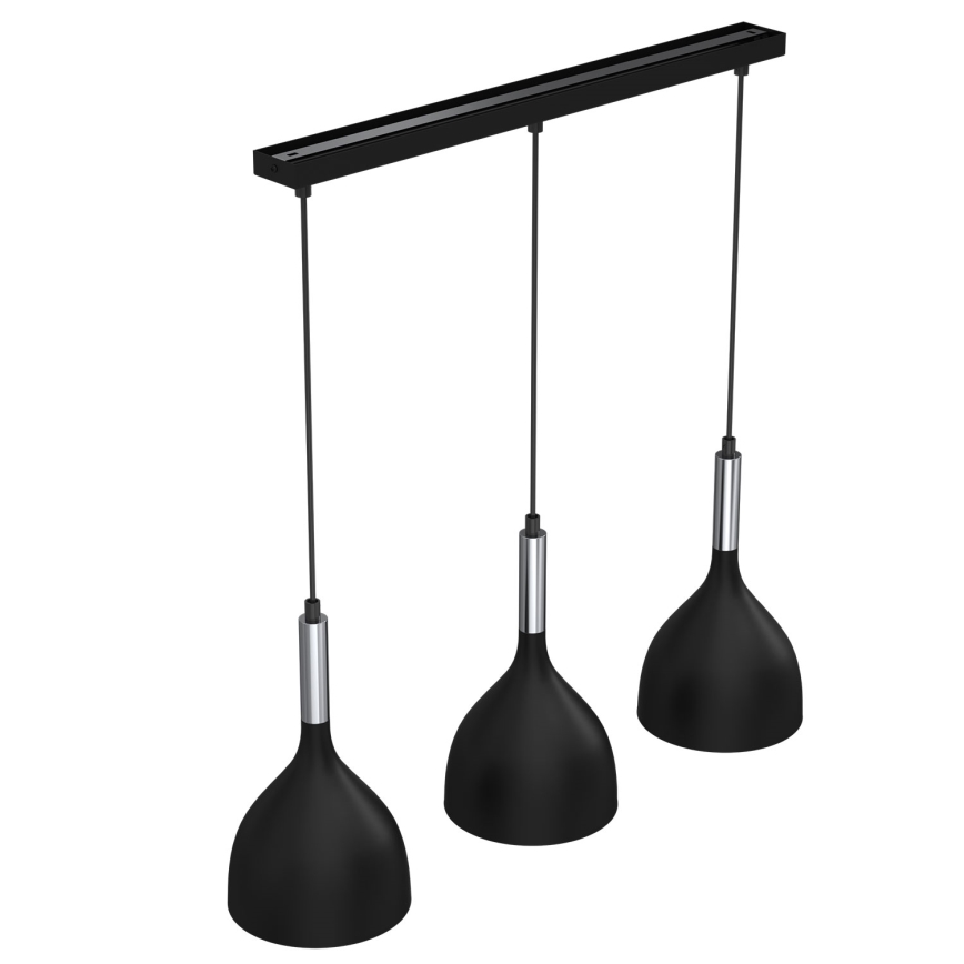 Подвесная люстра NOAK 3xE27/15W/230V черный/блестящий хром
