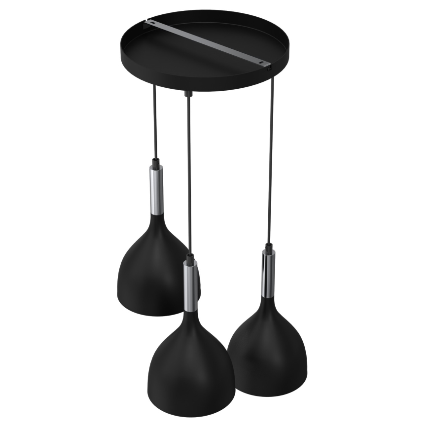 Подвесная люстра NOAK 3xE27/15W/230V черный/блестящий хром
