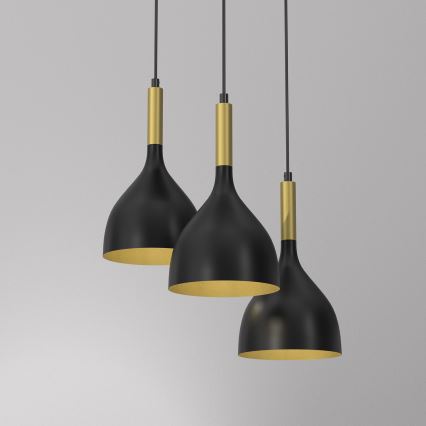 Подвесная люстра NOAK 3xE27/60W/230V черный/золотистый