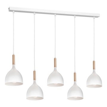 Подвесная люстра NOAK 5xE27/60W/230V белый/дерево