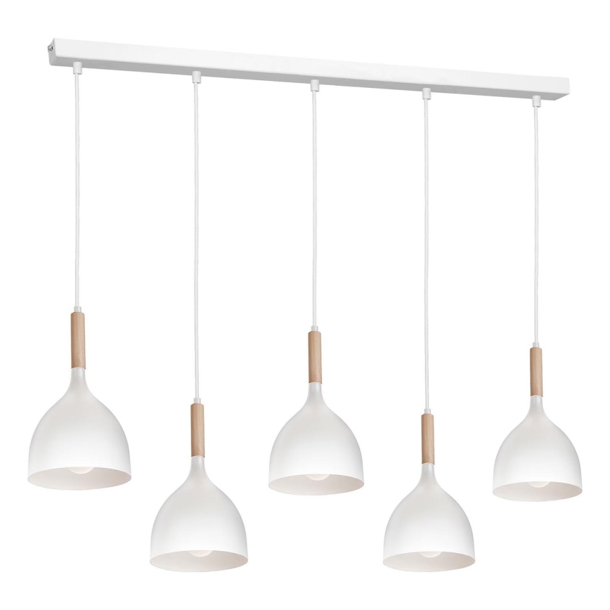 Подвесная люстра NOAK 5xE27/60W/230V белый/дерево