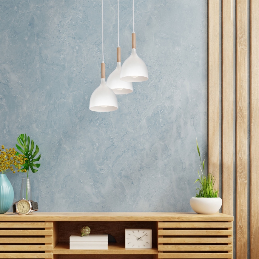 Подвесная люстра NOAK WOOD 3xE27/60W/230V