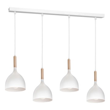 Подвесная люстра NOAK WOOD 4xE27/60W/230V белый/дерево