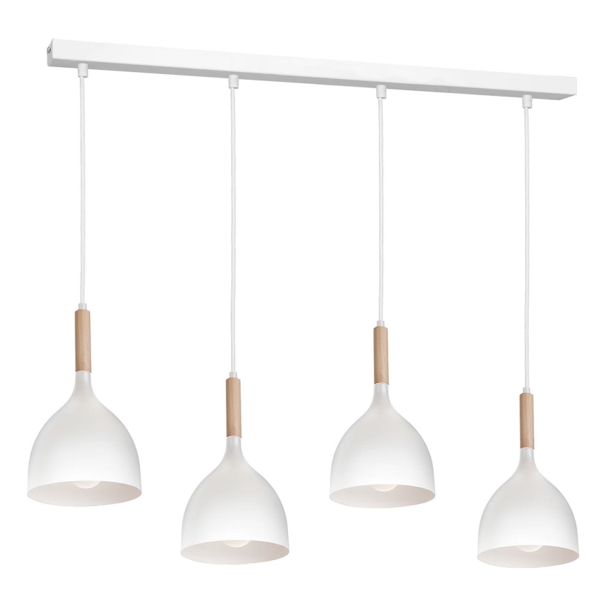Подвесная люстра NOAK WOOD 4xE27/60W/230V белый/дерево