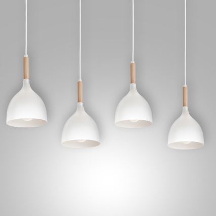 Подвесная люстра NOAK WOOD 4xE27/60W/230V белый/дерево