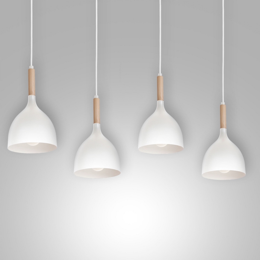 Подвесная люстра NOAK WOOD 4xE27/60W/230V белый/дерево