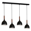 Подвесная люстра NOAK WOOD 4xE27/60W/230V черный/темное дерево