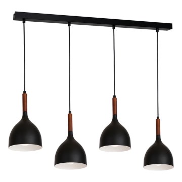Подвесная люстра NOAK WOOD 4xE27/60W/230V черный/темное дерево