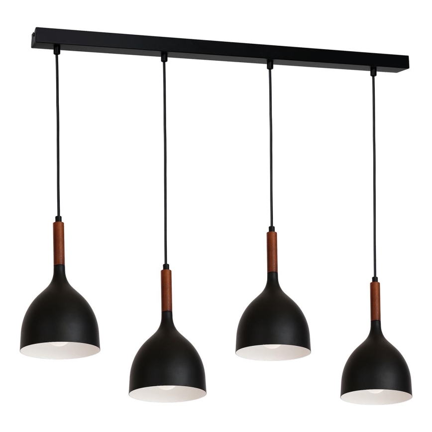 Подвесная люстра NOAK WOOD 4xE27/60W/230V черный/темное дерево