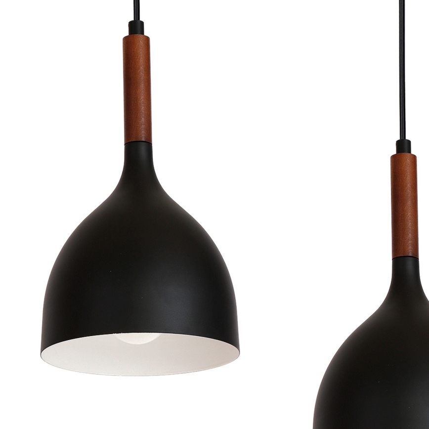 Подвесная люстра NOAK WOOD 4xE27/60W/230V черный/темное дерево