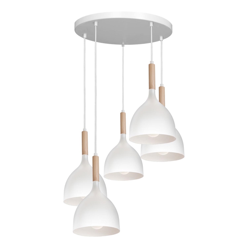 Подвесная люстра NOAK WOOD 5xE27/60W/230V белый/дерево