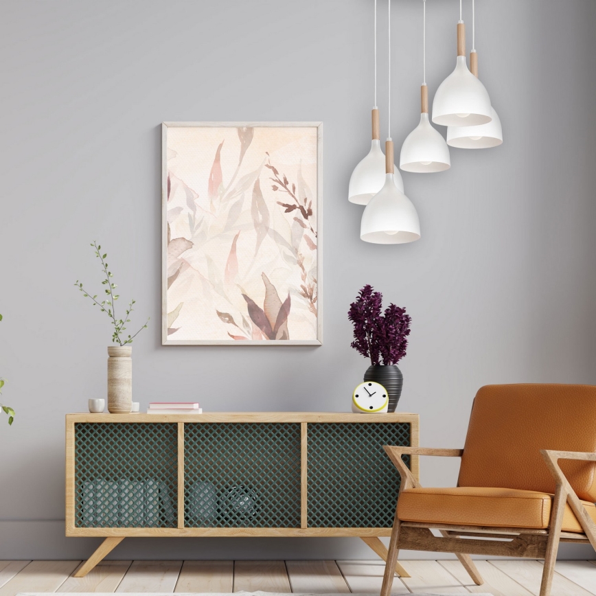 Подвесная люстра NOAK WOOD 5xE27/60W/230V белый/дерево
