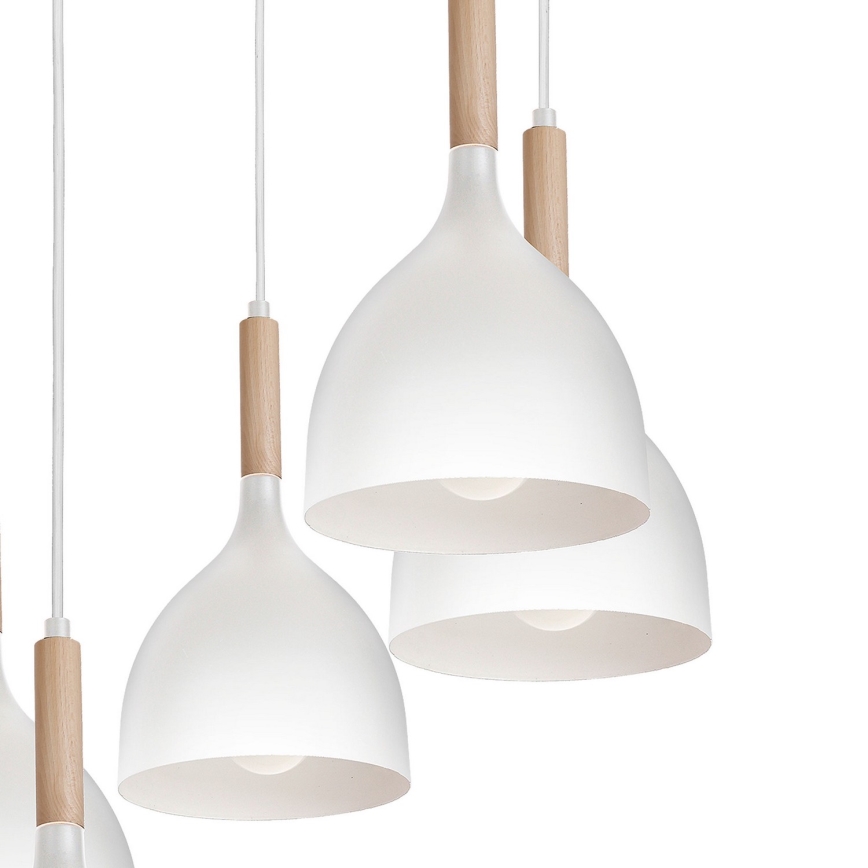 Подвесная люстра NOAK WOOD 5xE27/60W/230V белый/дерево