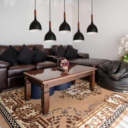 Подвесная люстра NOAK WOOD 5xE27/60W/230V черный/темное дерево