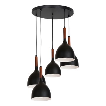 Подвесная люстра NOAK WOOD 5xE27/60W/230V черный/темное дерево