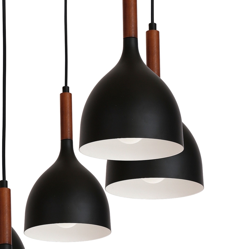 Подвесная люстра NOAK WOOD 5xE27/60W/230V черный/темное дерево