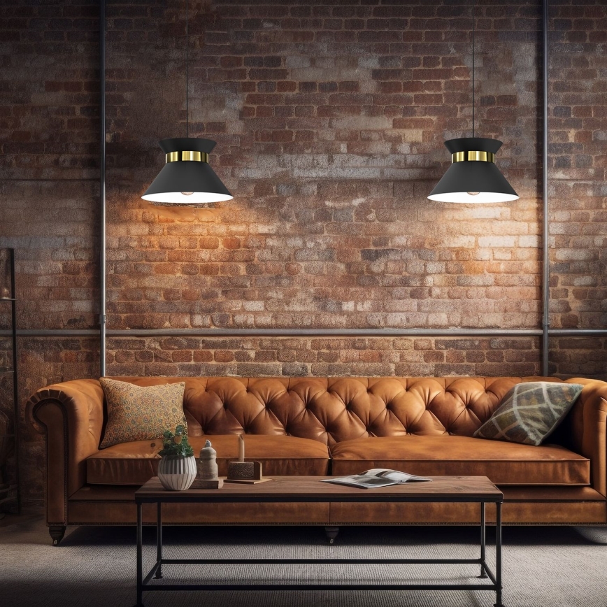 Подвесная люстра NORGE 1xE27/15W/230V черный/золотистый