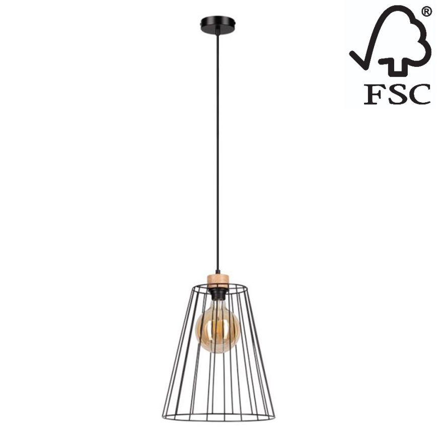 Подвесная люстра ORAZIO 1xE27/60W/230V дуб - сертифицировано FSC