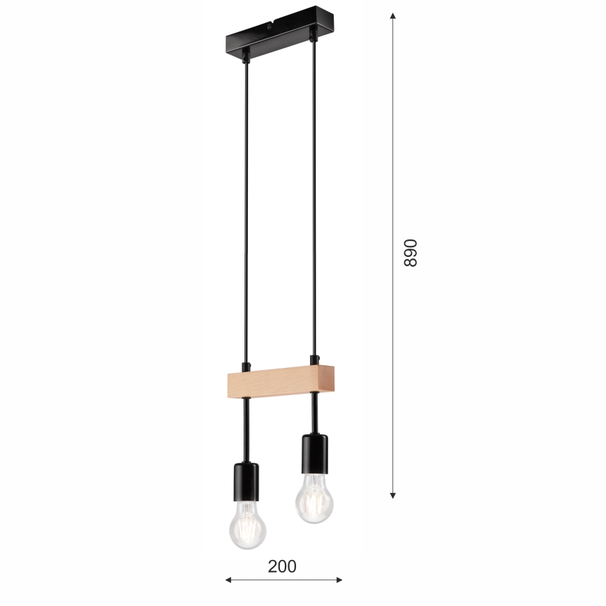 Подвесная люстра ORAZIO 2xE27/60W/230V бук - сертифицировано FSC
