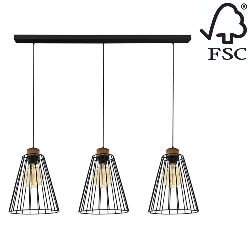Подвесная люстра ORAZIO 3xE27/60W/230V сосна - сертифицировано FSC