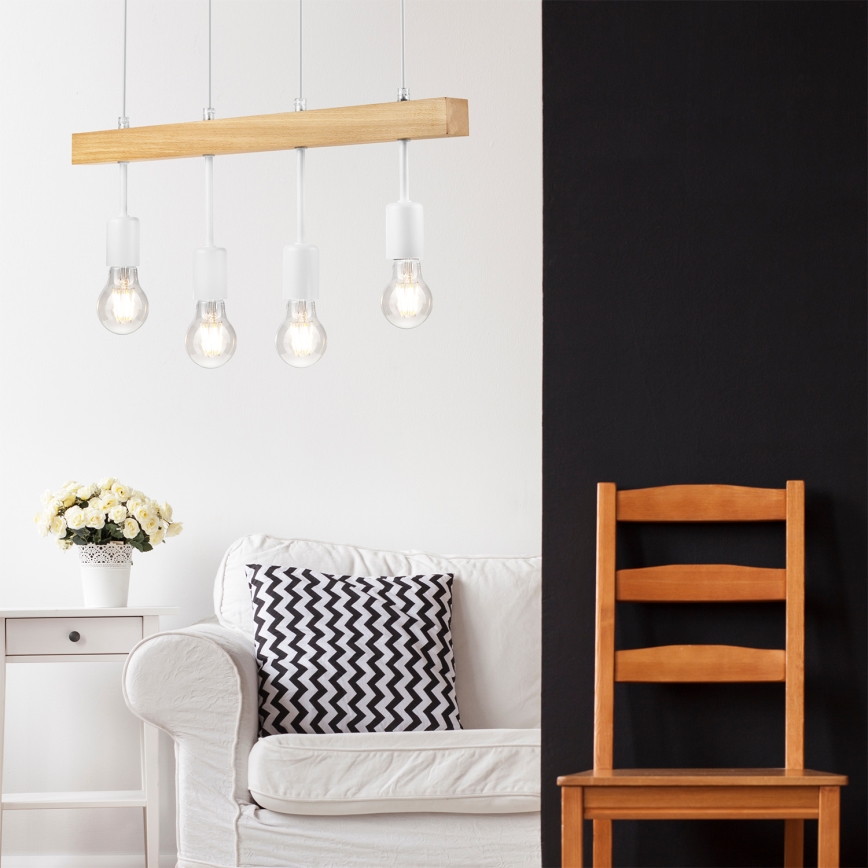 Подвесная люстра ORAZIO 4xE27/60W/230V бук - сертифицировано FSC