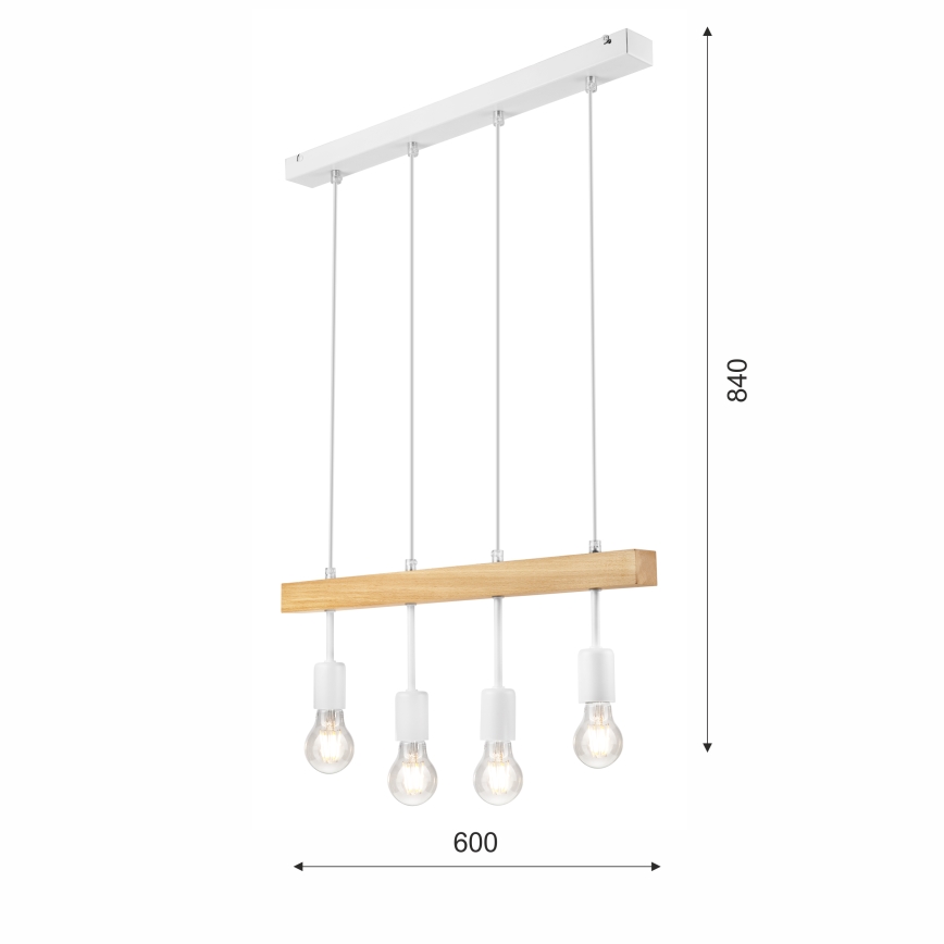 Подвесная люстра ORAZIO 4xE27/60W/230V бук - сертифицировано FSC